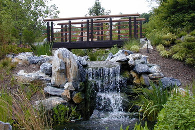Inspiration for a large asian partial sun water fountain landscape in DC Metro.