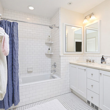 Spruce Hill, Philadelphia: Traditional Bathroom Remodel with Built-in Vanity