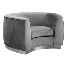 Julian Velvet Chair, Gray, Chrome Base
