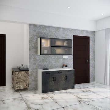 Elegant Glass Crockery Unit Design