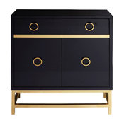 Contemporary High Gloss Black Two Door Accent Wine Cabinet