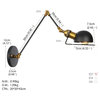 1-Light Swing Arm Metal Shade Industrial Wall Sconce, Black+gold