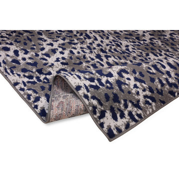 Leopard Print - Contemporary Wild Theme Area Rug, Dark Grey, 5'x8'