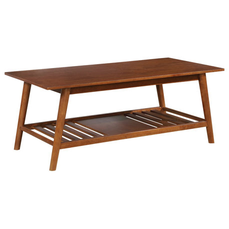 Charlotte Coffee Table With Shelf, Walnut Brown