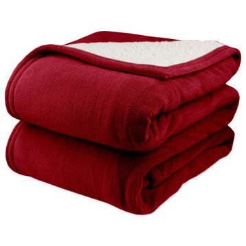 Pure Warmth Flannel Sherpa Electric Heated Warming 50x60 Throw Blanket Red Whit