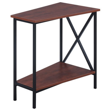 Convenience Concepts Tucson Wedge End Table in Black and Cherry Wood Finish