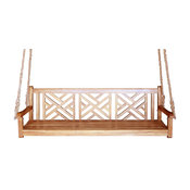 Teak Wood Chippendale Triple Swing with Hanging Ropes Included