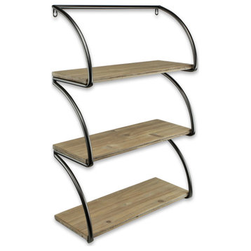 3 Tier Wood Shelf With Metal Frame