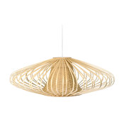 Handwoven Bamboori Discus Pendant Lamp, Natural Brown