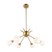 6 Lights Sputnik Chandelier Modern Light Fixture Brass Pendant Light