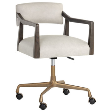 Sunpan Westport Keagan Office Chair - Saloon Light Grey Leather