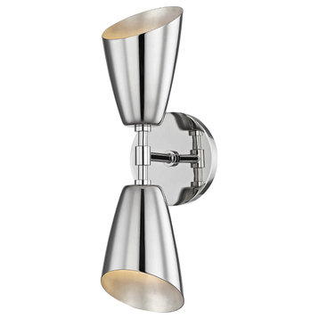 Kai 2 Light Wall Sconce in Polished Nickel