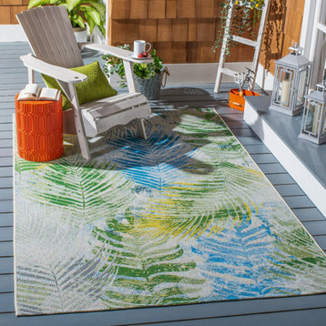 Summer SMR485 Indoor/Outdoor Rug, Green/Grey, 5'3"x7'6"