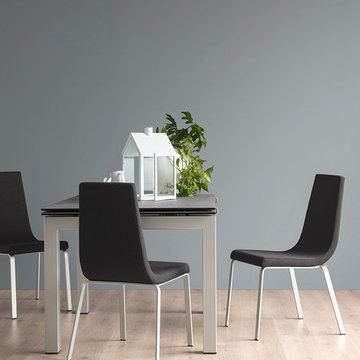Cruiser Chair - 4 Rectangular Leg Base - Satin Steel Frame - Grey Berna Seat