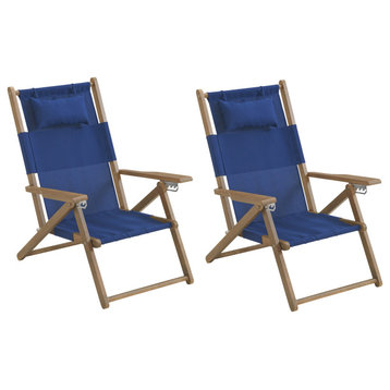 2 Beach Chair Outdoor Weather-Resistant Wood Folding Chair With Backpack Straps