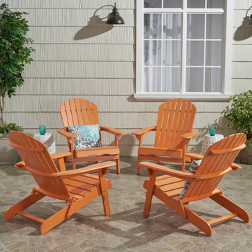 Elise Outdoor Acacia Wood Adirondack Chair, Set of 4