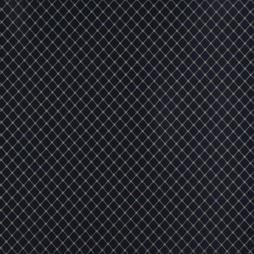 Navy Blue And Gold Diamond Jacquard Woven Upholstery Fabric By The Yard