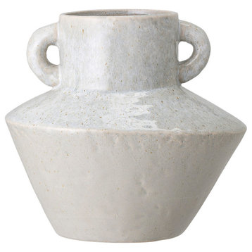 8.25" Stoneware Vase With Reactive Glaze Finish/Vertical Handles