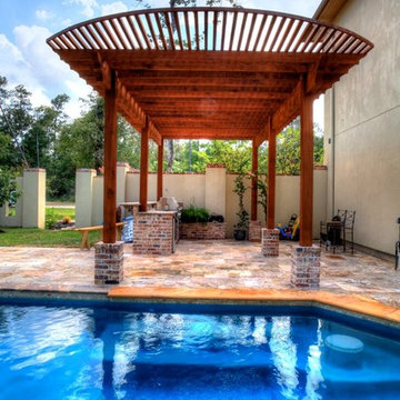 Rectangular Pool 3 - disappearing fountain and pergola