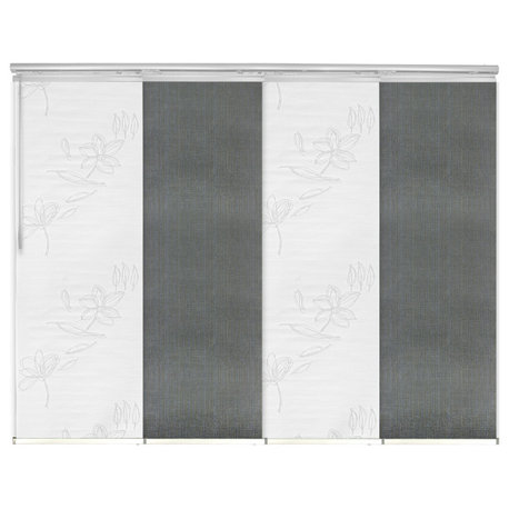 Flourishing White-Stormy 4-Panel Track Extendable Vertical Blinds 48-88"x94"