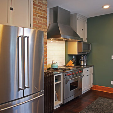 Exposed brick chimney