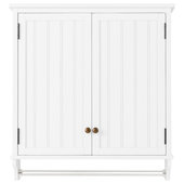 Wall-Mounted Bathroom Organizer - Medicine Cabinet or Over-the-Toilet  Storage with Stylish Shutter Doors and Towel Bar by Lavish Home (White)