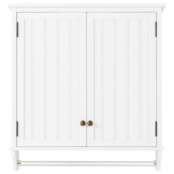Dover 27"W x 29"H Wall Mounted Bathroom Storage Cabinet, 2 Doors and Towel Rod