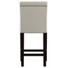 Set of 2 Counter Stool, Armless Faux Leather Seat With Rolled Backrest, White