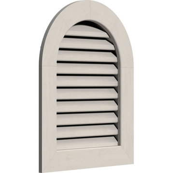 12x34 Round Top Wood Gable Vent: Functional, 1x4 Flat Trim Frame