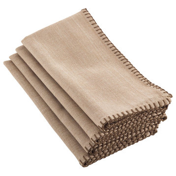 Whip Stitched Napkins, Set of 4, 3 Colors, Natural