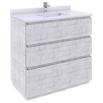 Fresca Stella 36" Single Bathroom Cabinet w/ Top & Sink in Rustic White