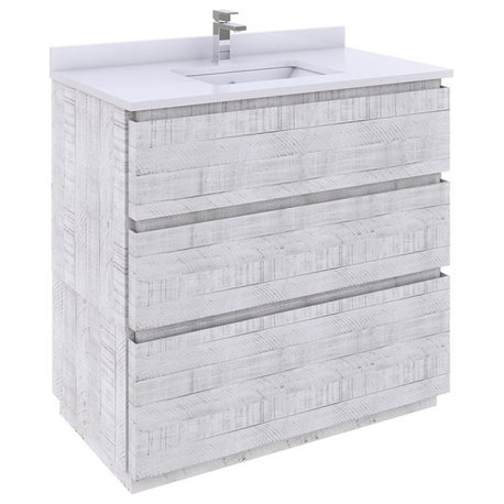 Fresca Stella 36" Single Bathroom Cabinet w/ Top & Sink in Rustic White