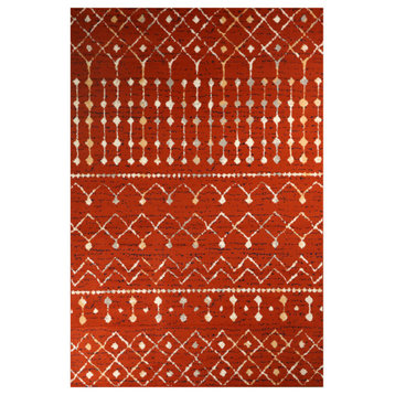 Moroccan Style Rug - Peach, Polypropylene Rug, Rust, 3'6"x5'6"