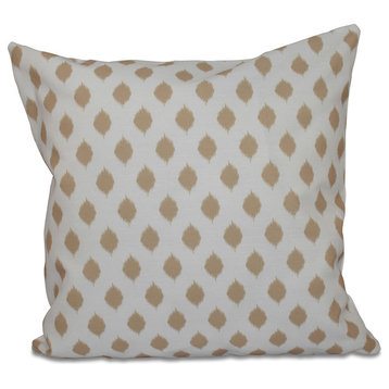 Cop-Ikat Geometric Print Pillow, Khaki, 26"x26"