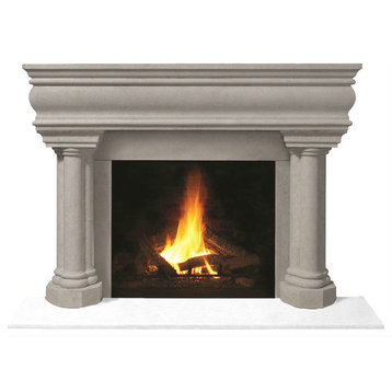 Fireplace Stone Mantel 1106.555 With Filler Panels, Limestone, No Hearth Pad