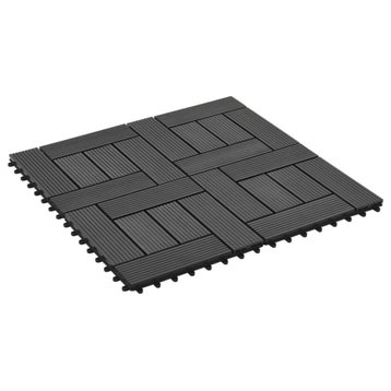 Vidaxl 11-Piece Decking Tiles WPC 11.8"x11.8" 1 Sqm Black
