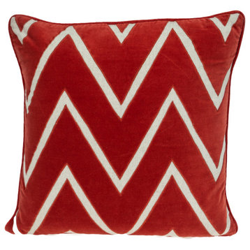 Parkland Collection Onyx Contemporary Crimson Pillow Cover With Poly Insert, 22"