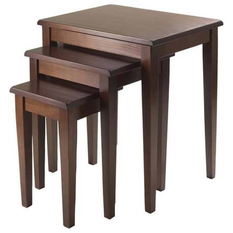 Pemberly Row 3-Piece Transitional Solid Wood Nesting Tables in Antique Walnut