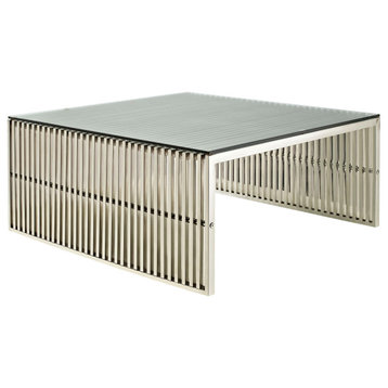 Gridiron Stainless Steel Coffee Table, Silver
