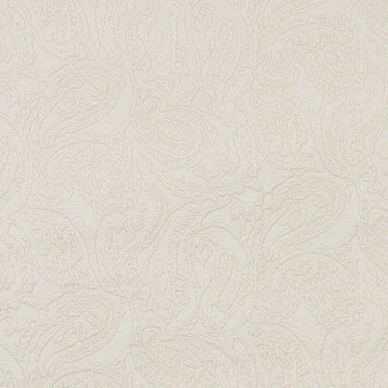 Ivory Traditional Paisley Woven Matelasse Upholstery Grade Fabric By The Yard