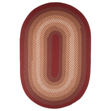 Pinecrest Rustic Braided Rug Red Multi 2'x10' Oval