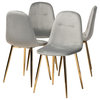 Pickard Gray Velvet Fabric Gold 4-Piece Metal Dining Chair Set