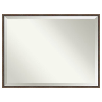 Hardwood Wedge Mocha Beveled Wood Bathroom Wall Mirror - 41.25 x 31.25 in.