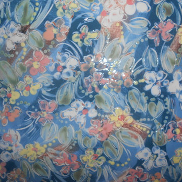 terre vernissée, décor de fleurs