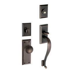 Fifth Avenue Single Cylinder Timeless Bronze S-Grip Handleset with Avenue Knob - Doorknobs