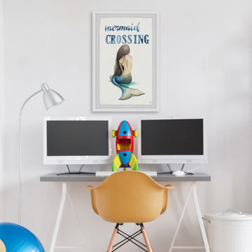 "Mermaid Crossing Back" Framed Painting Print