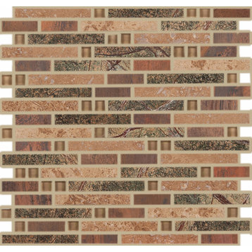 12"x12" Linear Imagination Mosaic, Set Of 4, Rustic Forest