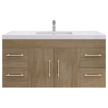 Rosa 48" Wall Mounted Vanity with Reinforced Acrylic Sink, White Oak