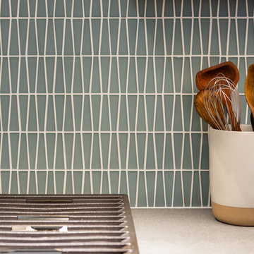 Detail of the Beautiful Island Stone Waveline Mini Tile Backsplash