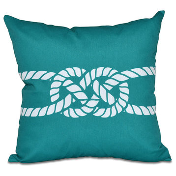 Carrick Bend, Geometric Print Outdoor Pillow, Green, 18"x18"